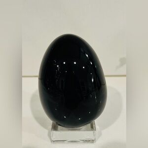 Baccarat Rare Easter Crystal Vintage Black Egg Shape with Stand. 3” Tall w/Stand
